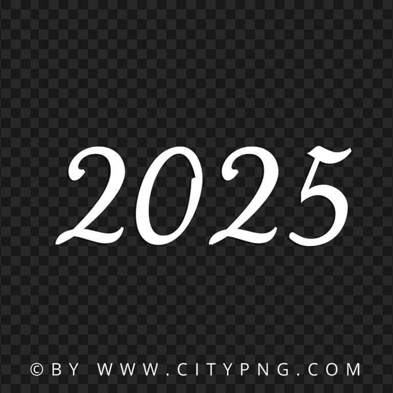 2025 Lettering White Text Date Image PNG