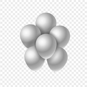 HD Group Of White Silver Balloons PNG