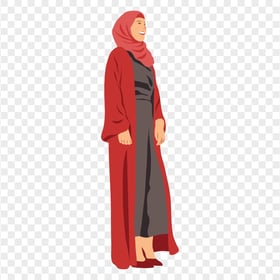 HD Stand Up Muslim Woman Illustration Vector PNG