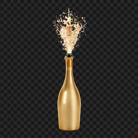 HD Sparkle Splash Champagne Wine Gold Bottle PNG