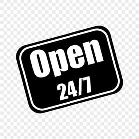 Open 24/7 Black & White Logo Sign PNG