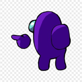 HD Purple Among Us Character Back View Finger Hand Pointing PNG