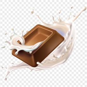 HD Milk Cream Yogurt Splash With Chocolate Bar PNG