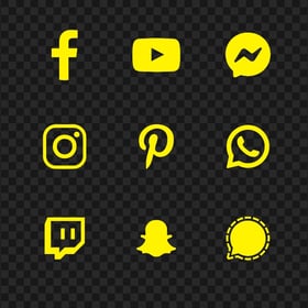 HD Yellow Social Media Logos Icons PNG
