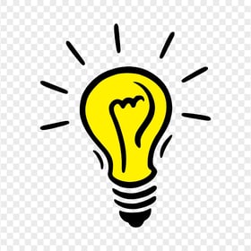 Light Bulb Doodle Drawing Idea Black & Yellow PNG