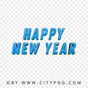 HD Blue Glitter Happy New Year Text Art Transparent PNG