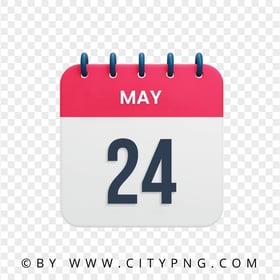 May 24th Date Red & White Icon Calendar HD Transparent PNG