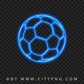 HD Blue Neon Football Soccer Ball PNG