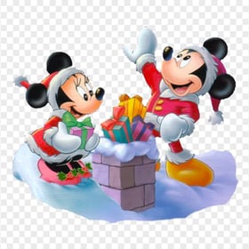 PNG Minnie Mickey Christmas Going Down Chimney