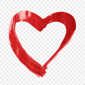 Red Heart Paint Brush Stroke PNG