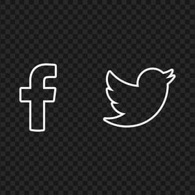 HD Facebook Twitter White Outline Icons PNG