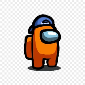 HD Orange Among Us Character With Backwards Baseball Cap PNG