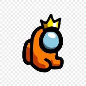HD Orange Among Us Mini Crewmate Baby With Crown Hat PNG