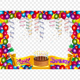 HD Happy Birthday Balloons Frame Template PNG