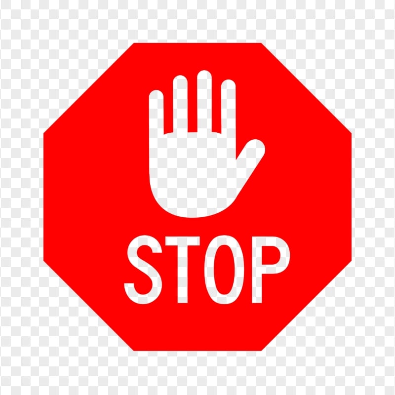 HD Outline Stop Word And Outline Hand On Red Stop Sign PNG Citypng
