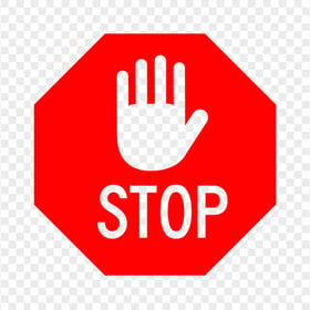 HD Outline Stop Word And Outline Hand On Red Stop Sign PNG