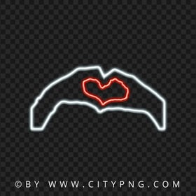 HD Glowing Neon Hands Forming Heart Sign PNG