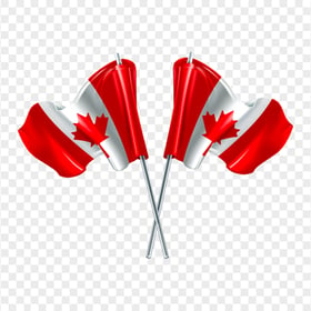 Two Crossed 3D Canadian Flags On Pole HD PNG