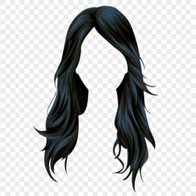 HD Black Stardoll Cartoon Anime Long Hair PNG