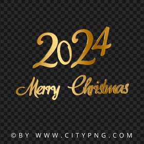 Gold 2024 Merry Christmas Text Design Image PNG