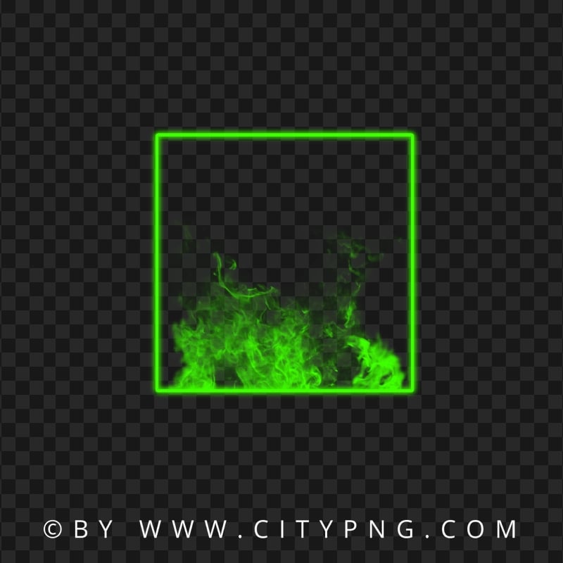 Neon Green Square Frame With Smoke Image PNG