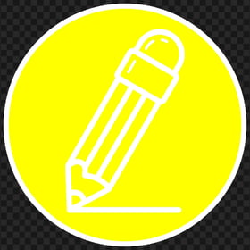 HD Yellow & White Round Pencil Icon Outline PNG