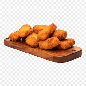 HD Golden Chicken Nuggets on Wooden Plate Transparent PNG