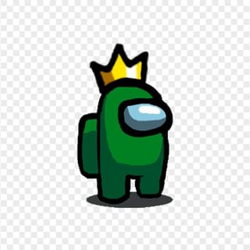 HD Among Us Green Crewmate Character With Crown Hat PNG