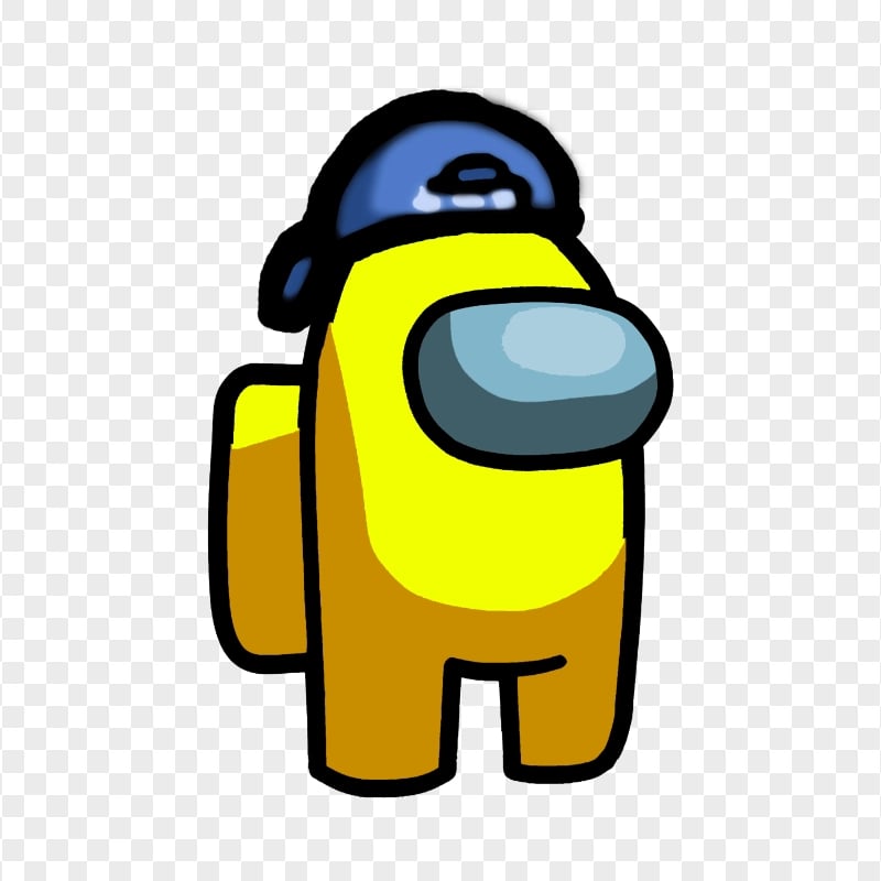 HD Yellow Among Us Crewmate Character With Backwards Baseball Cap PNG