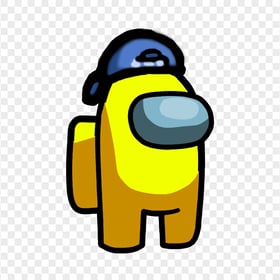 HD Yellow Among Us Crewmate Character With Backwards Baseball Cap PNG