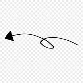 HD Black Line Art Drawn Arrow Pointing Left PNG