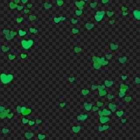 Green Bokeh Floating Hearts Background PNG Image