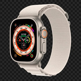 Apple Watch Ultra Starlight Alpine Side View PNG Image