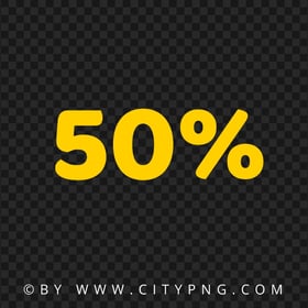50% Percent Yellow Text Number PNG