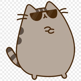 Cool Pusheen The Cat in Front View Transparent Background