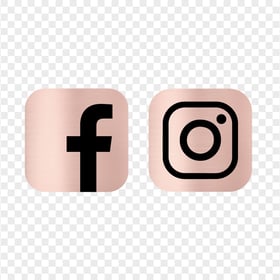 HD Black & Rose Gold Facebook Instagram Logos Icons PNG