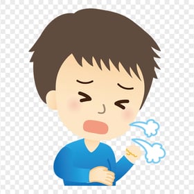 Kid Boy Cartoon Sick Coughing Sneezing Common Cold