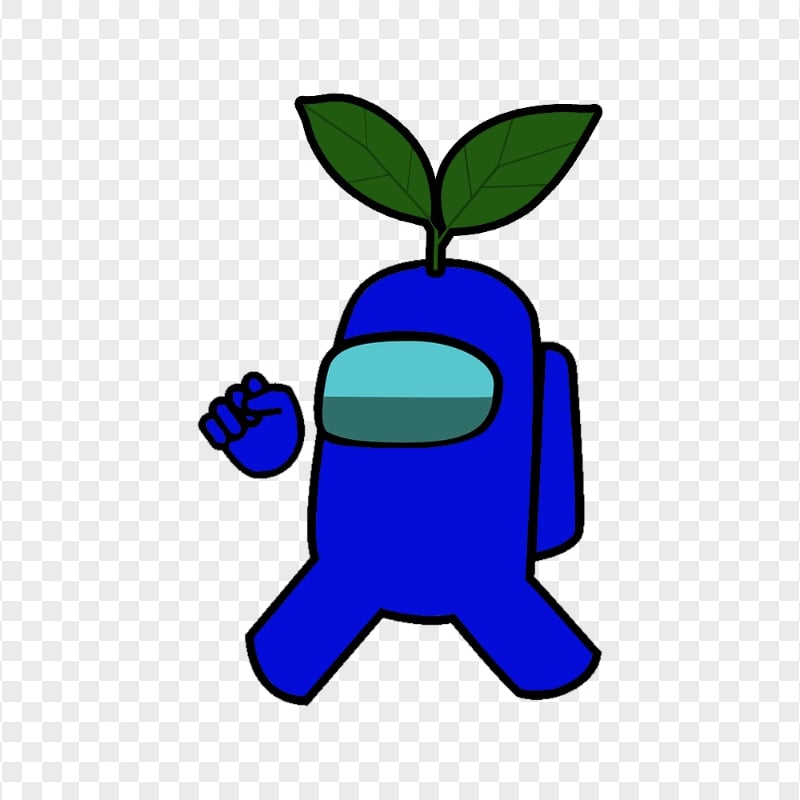 HD Dark Blue Among Us Crewmate Character With Leaf PNG