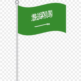 Vector Realistic Saudi Arabia Flag Pole PNG