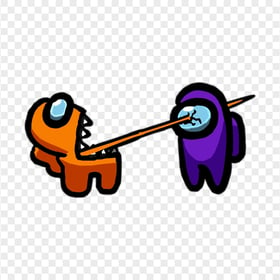 HD Among Us Crewmate Orange Character Tongue Kill Purple PNG