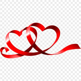 HD Love Two Hearts Ribbon Transparent PNG