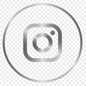 HD Silver Gray Outline Round Instagram Logo Icon PNG