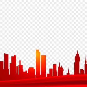 City Skyline Red Silhouette HD Transparent PNG