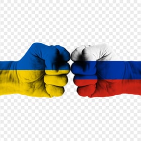 HD Ukraine Vs Russia Flags On Hands PNG