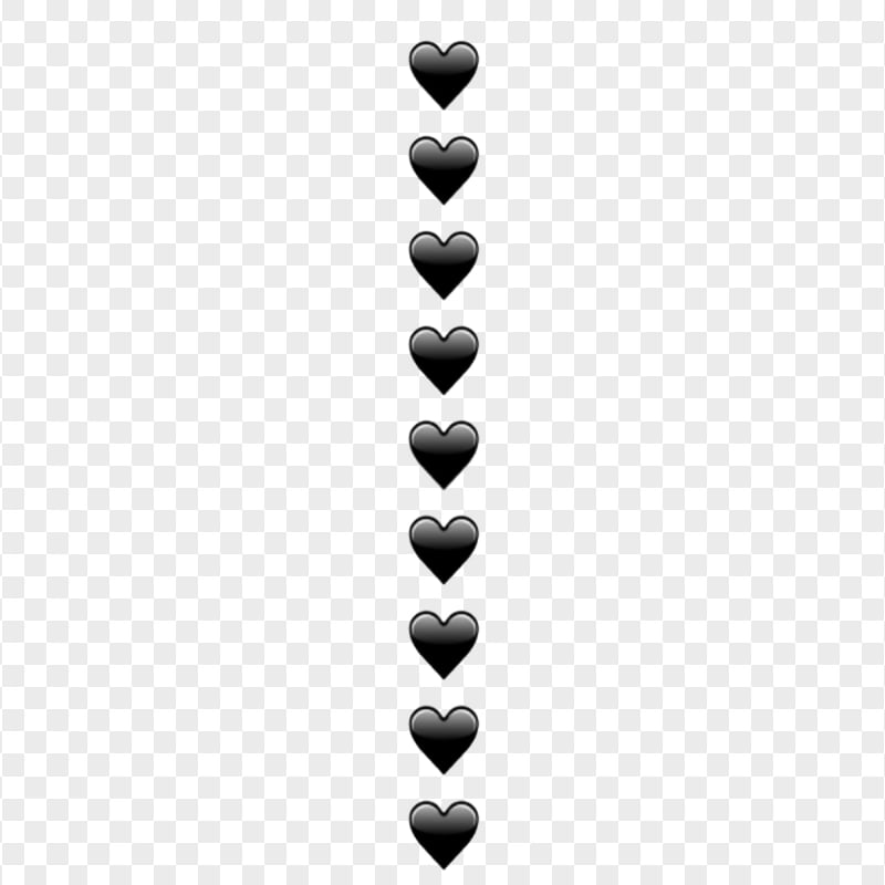 HD Black Hearts Emoji Vertical Border PNG