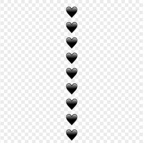HD Black Hearts Emoji Vertical Border PNG