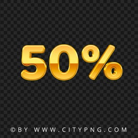 50% Percent Gold Text Number HD PNG