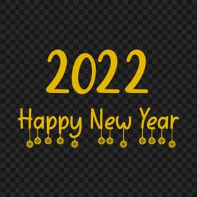 HD 2022 Happy New Year Yellow Text Logo PNG