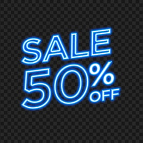 Blue 50% Off Sale Discount Neon Sign HD PNG