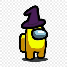 HD Yellow Among Us Character With Witch Hat Halloween PNG